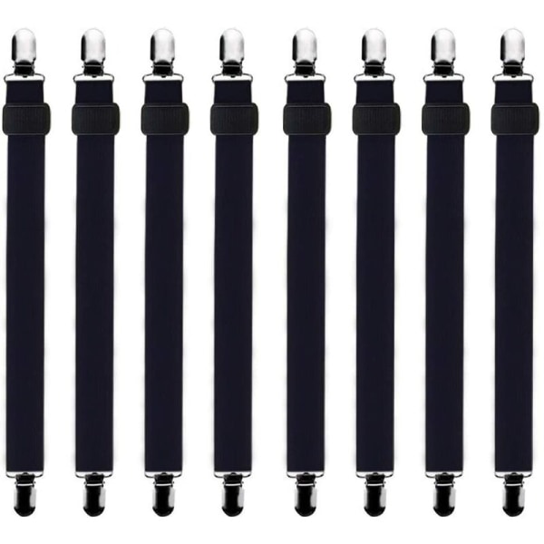8 stk (60 cm til 250 cm) Lakensholder Justerbar Lakensholder, Spenstholder, Passer Alle Senger og Madrasser, Svart