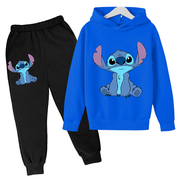 Lilo Stitch Träningsoverall för barn Hoodie Byxor Set Träningsoveraller Blå Blue 160cm