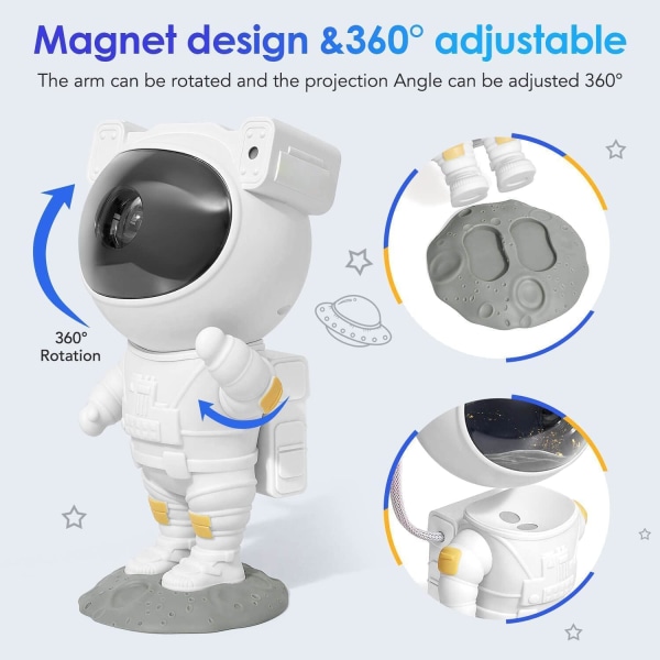 Astronaut Galaxy Stjerneprojektor Stjerneklar Natlampe, Lampe med Nebula, Timer ...