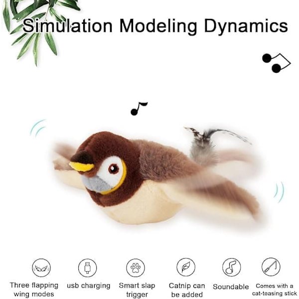 OBOSOE Interactive Cat Toy with Bird Movement and Catnip – USB Rechargeable[ZHE]