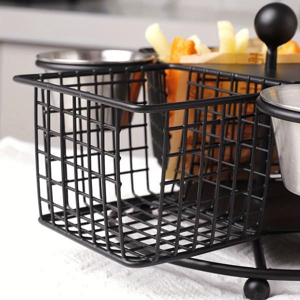 Roterbar Pommes Frites Kurv i Rustfrit Stål med Dyppekop 1pc Silver