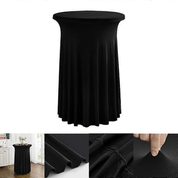 [LCS] 60 x 110 cm Elegant Round Cocktail Table Cover for Business Events Solid Color Stretch Skirt Tablecloth