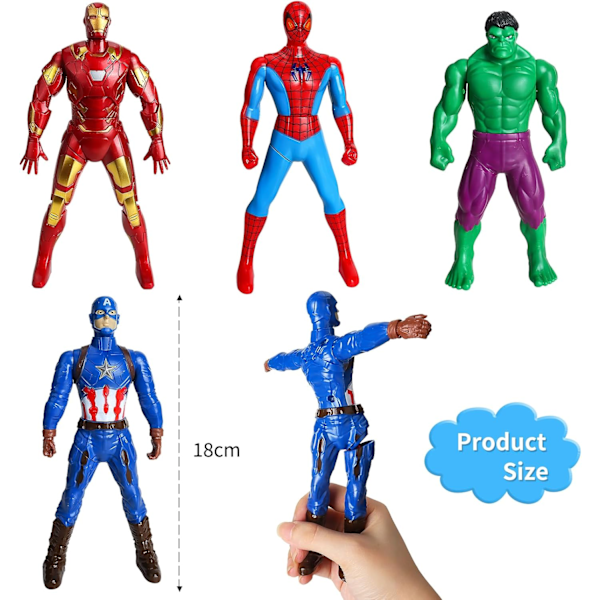 Marvel-figurer, superhjältefigurer 18 cm, 4 stycken Avengers-figurer, Marvel-leksak Titan Hero-serien