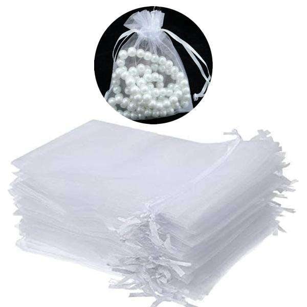 100 Håndlagde Hvite Organzaposer, 9 x 7 cm [ZHE] Vit White