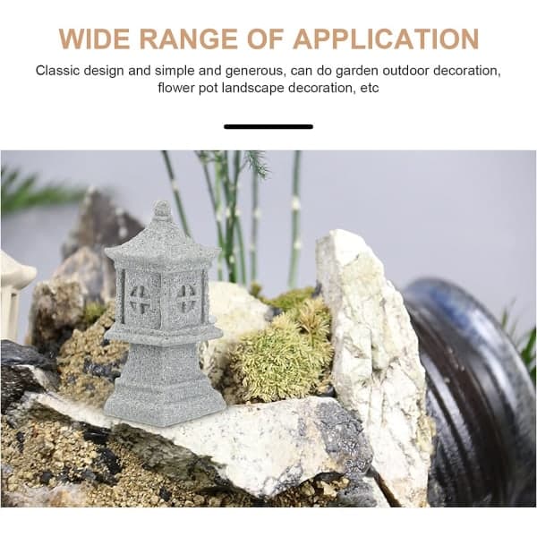 Galaxy 3st Kinesisk Pagodstaty Miniatyrpagod Bonsai Dekorasjon Sandstenskulptur (Lys grå)