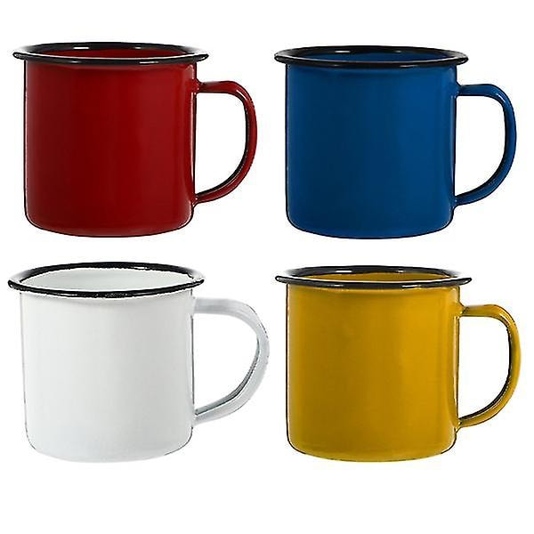 4 st Emaljmuggar Vintage Campingmuggar Vattenmuggar Campingkaffe Mjölkmuggar Blandade Färger Assorted Color 8X6X6CM