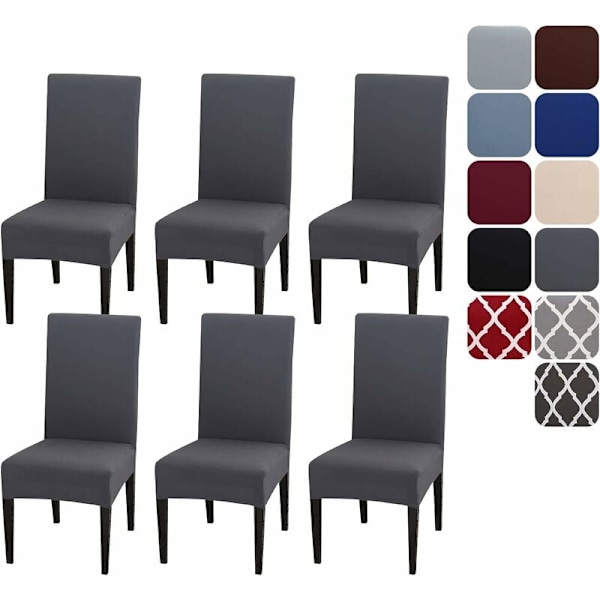 Hem Elastisk Matstol Överdrag Siamese Stol Överdrag (6PCS Grå)
