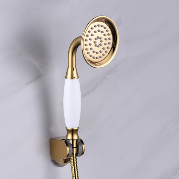Dusjsett Messing med Fleksibel Slange 1.5M Hodeholder Gull