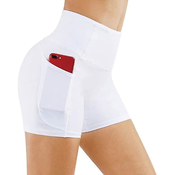 Høy midje yogashorts med sidelommer for kvinner M