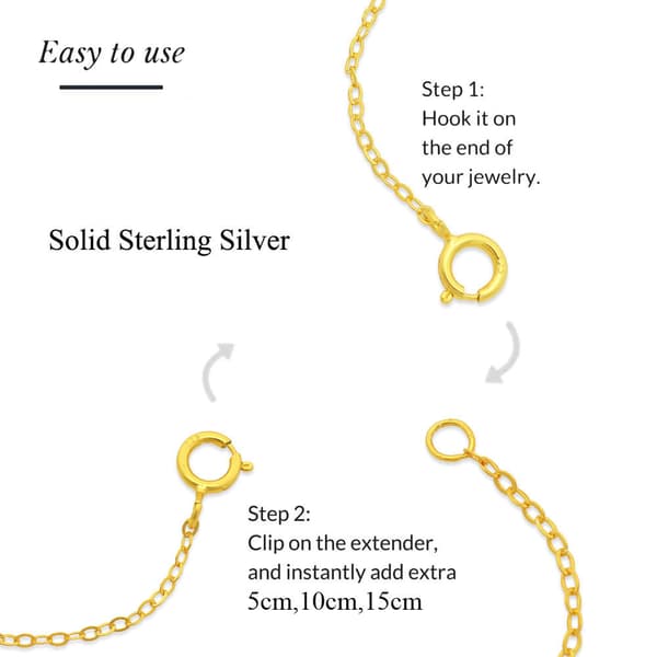 Gold Necklace Extender 14k Gold Plated Extension Chain 925 Sterling