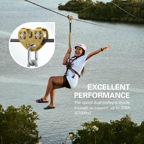 Zipline Hejseværk 30KN Trolley Redning til 1/4 5/16 3/8 1/2 Kabel Baghave, Rigging og Kommercielle Formål, Holder Op Til 3039 kg