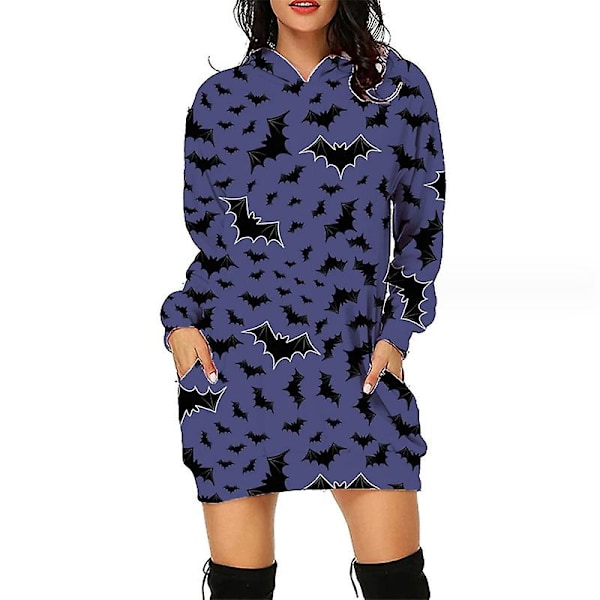 Halloween-Hupparemekko Naisille Pitkähihainen Syksyn Muoti Hihallinen Paita Rentoutunut Halloween-Mekko Taskuilla tyyli 6 style 6 3XL