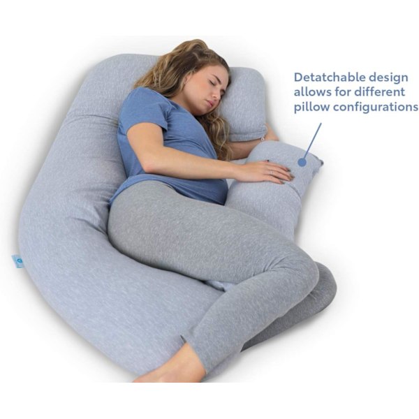Graviditetspute for kvinner, U-formet fullkroppspute og graviditetsstøtte for rygg, hofter, ben, mage med avtakbar forlengelse Grå[ch] Grey 134.6 x 78.7 x 17.8 centimetres
