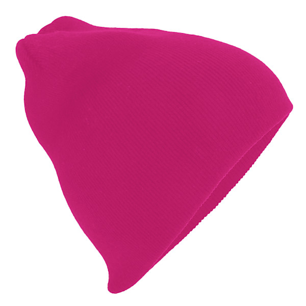 Beechfield Plain Basic Knitted Winter Beanie Hat One Size Fuchs Fuchsia Fuchsia One Size