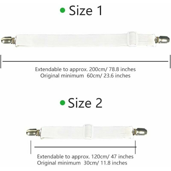 Sæt med 4 sengetilbehør justerbar lagenstrammer elastisk strop fastgørelse...
