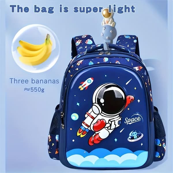 Rygsæk til børn med astronautprint, letvægts nylon, justerbar rem rocket spaceman Not provided
