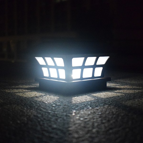 Udendørs Belysning Solcellelamper til Stolpetoppe, Udendørs LED-Terrassebelysning til Træstolper, Sæt med 2 Koldhvide Vandtætte Staketlamper