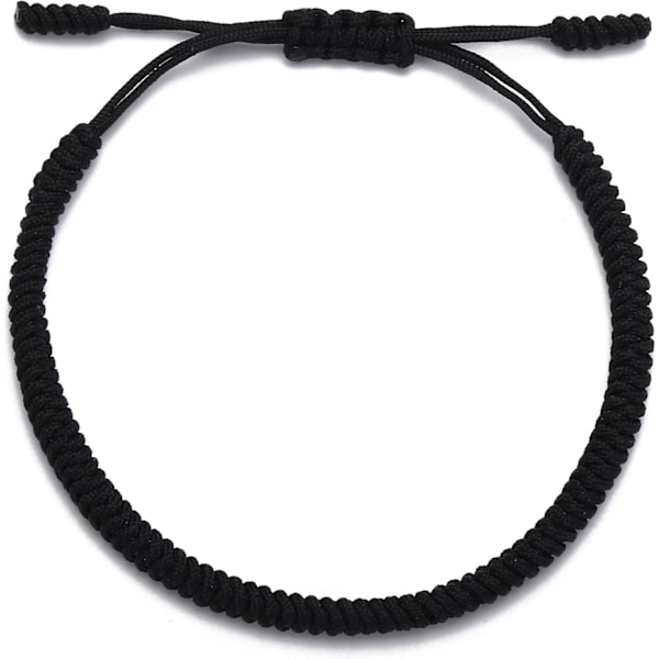 Tibetanskt handgjort justerbart flätat rep Chakra-armband för kvinnor Män Tonåringar Vänskapsgåva[ZHE] Black
