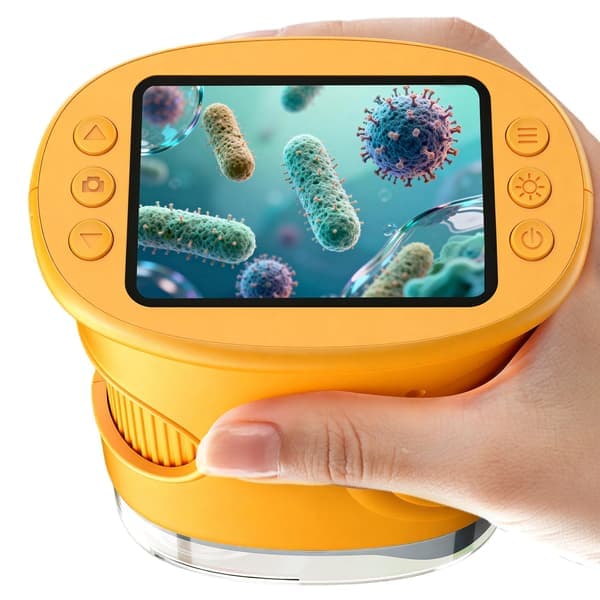 Handheld Digital Microscope for Kids, 1000X Magnification with 2-inch IPS Screen, Portable STEM Science Toy for Curious Children, Educational Yellow Yellow