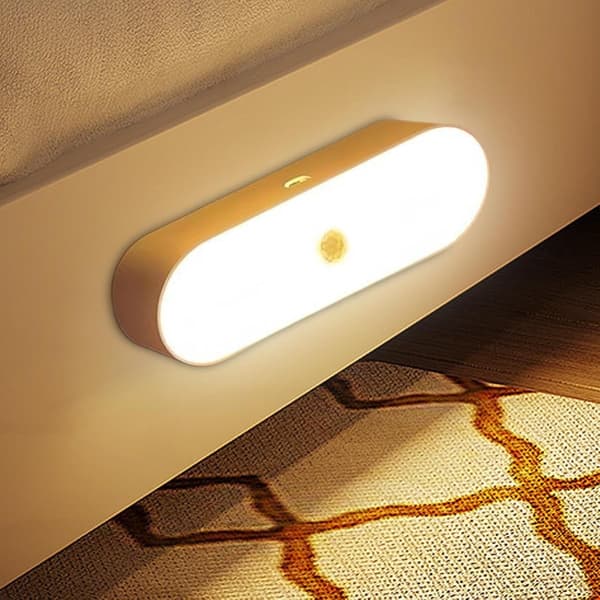 Rörelsesensor Nattlampa PIR LED, Uppladdningsbar USB-C, Magnetisk, 120 grader, för hall sovrum trappor, Vit