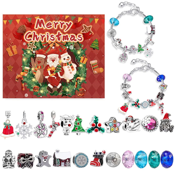 Mode Jul Adventskalender Xmas Blind Box Charm DIY Armband Gör-Det-Själv-Set Handhållen 24 Nedräkningskalender DIY Smycken Present style 9