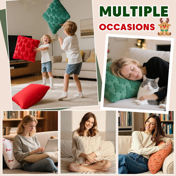 2-pack 45x45cm Jul Sammet Kuddfodral med 3D-tryck [ZHE]