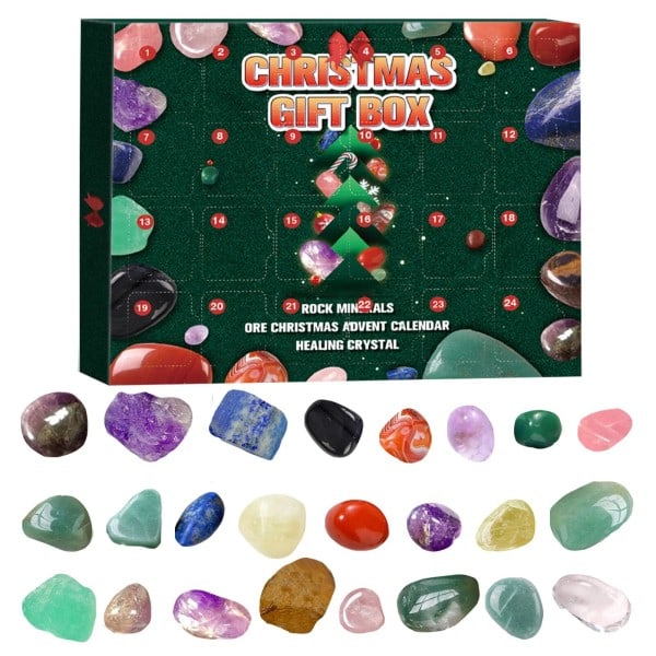 Adventskalender 24 bitar malm jul adventskalender natur mineral sten för lärande samling