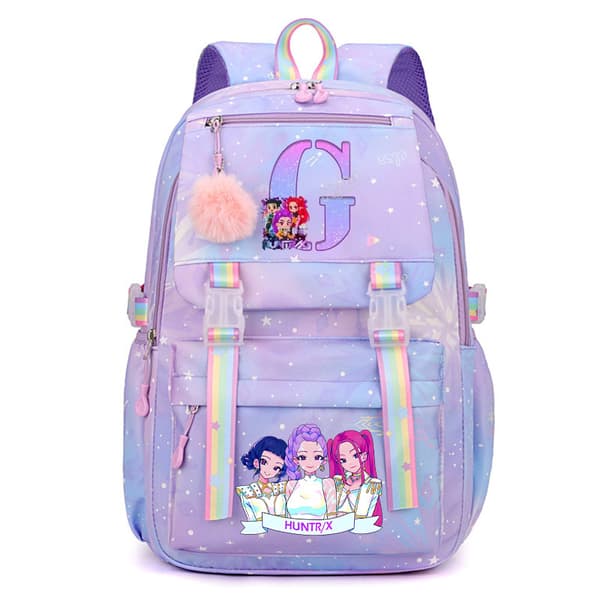KPop Demon Hunters Backpack with Printed Letter, Casual Large Capacity Backpack I I I 44*30*22cm