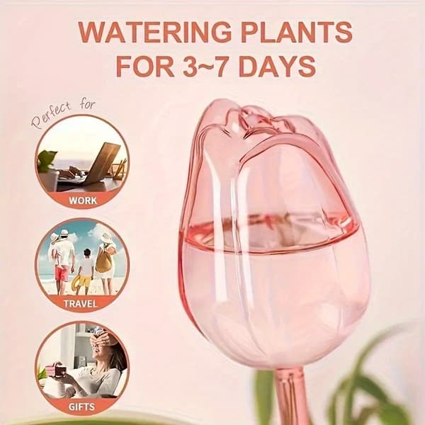 2-pack växtbevattningsspikar med långsam dropp, smalt utlopp och tulpanutsmyckning 【4pcs】