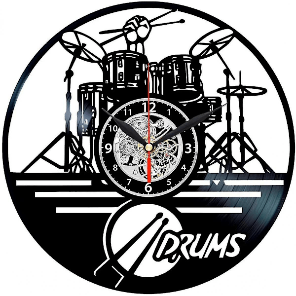 Queen Clocks Klocka Set Vinylskiva Väggdekorationer Rock Art Decor Trumslagspresenter - Svart A906-3133