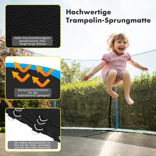 Trampoline Mat, 366 cm Frame, Black, Durable PP 4000