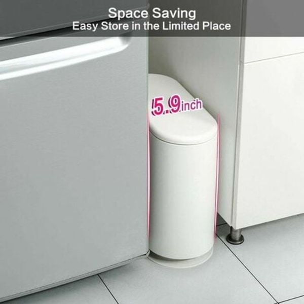 Sopkorg, 10 l/2,4 gallon smal plast med fällbart lock, vit