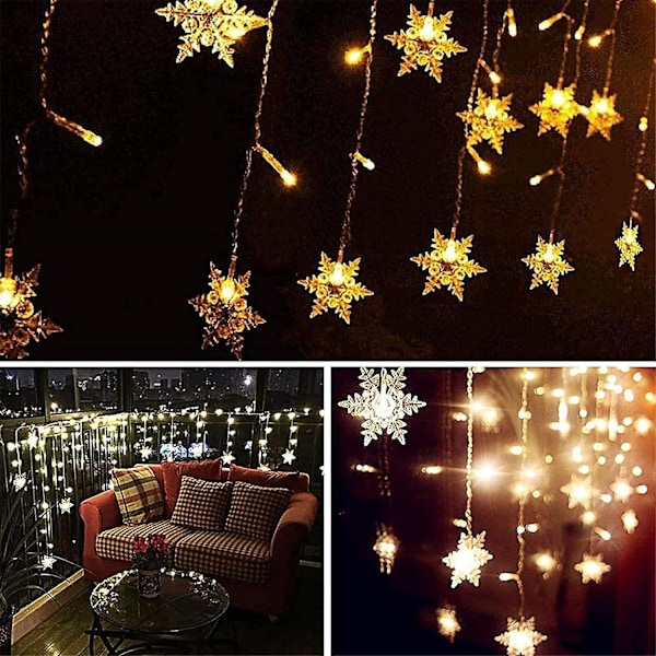 Ljusgardin Slinga, 4m LED Julbelysning IP44, Utomhus Inomhus 8 L...