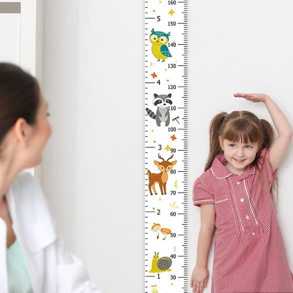 Väggmonterad höjdmätare för barn, tillväxtdiagram med djurtema, väggdekor för sovrum och barnkammare