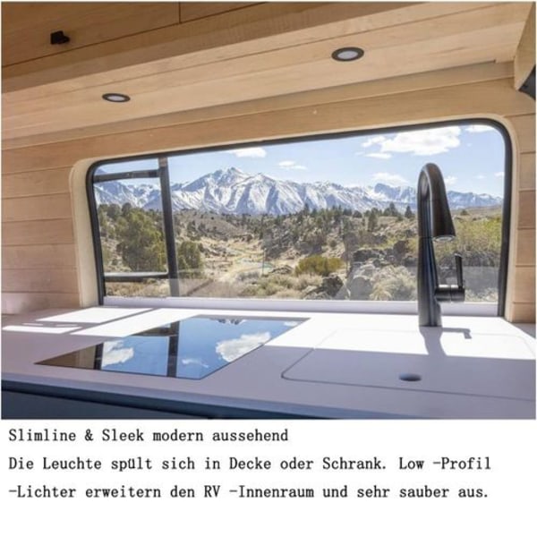 12 Volt LED Puck Lys, Innebygd Taklampe for Caravan/Båt, 12V Downlight for Under