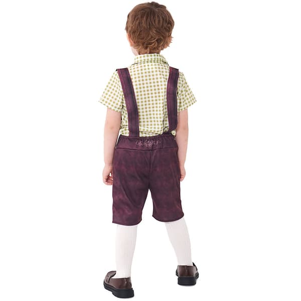 Oktoberfest bayersk kostyme for barn, rutete lederhosen med seler for gutter og jenter S Boys 2