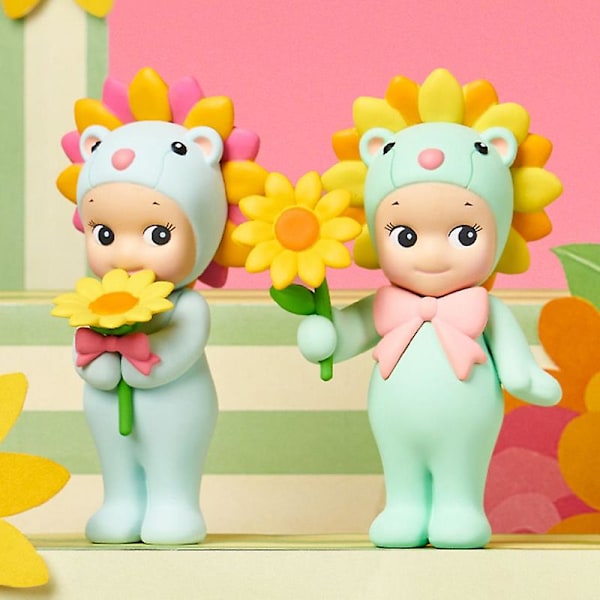 Sonny Angel Blind Box-serie med blommor - Dockdekoration, flickpresent, blindbox med regnbågs prästkragar och lejonblommor Random 1 box