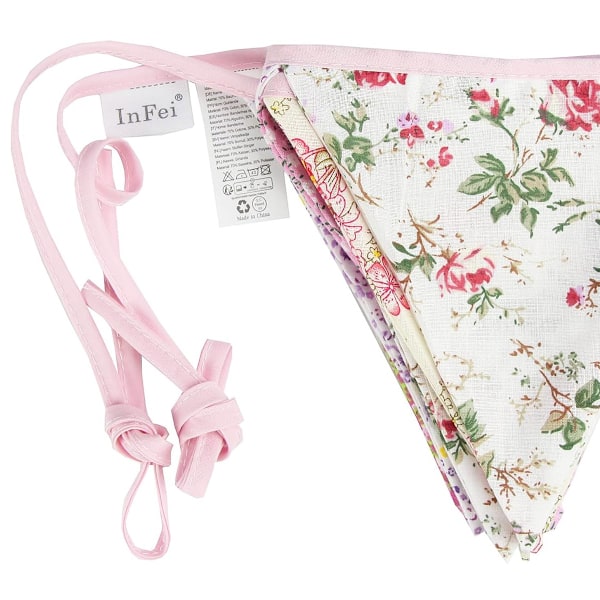 12 Vintage Viirinauhaa, 3,2 m Viirinauha, Kangasbanneriketju, Pellavatyylinen, Säänkestävä Ulkokoriste[ZHE]