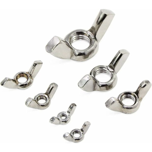 Vingemuttere, 100 stk Rustfritt Stål Metrisk Gjenge M3 M4 M5 M6 M8 M10 M12...