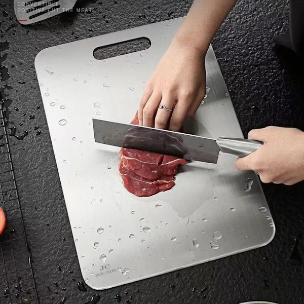 Skärbräda i titan, dubbelsidig titan i rostfritt stål för kött, bräda...