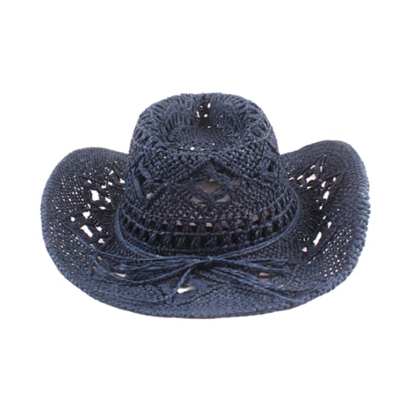 Halm cowboyhat hul solhat med bred skygge Navy