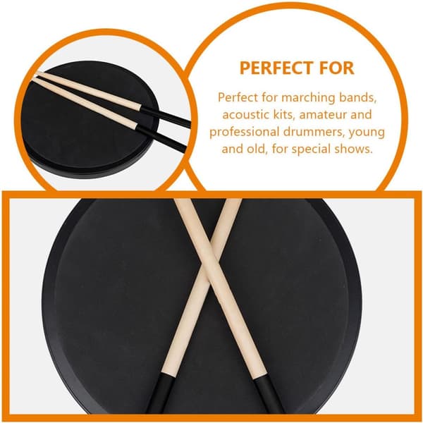 1 Pair Wooden Drumsticks Maple Drum Mallet Sturdy Good Strength Black Stylish Design