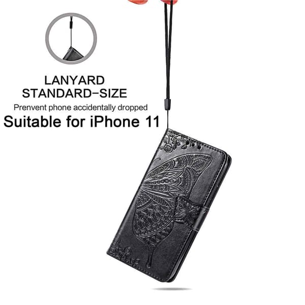 iPhone 11 Mobilskall, iPhone 11 Skall med Kortholder Støtte Kickstand for Kvinner Jenter Gutter, iPhone 11 Lommebok Søt Robust PU Lær Flip