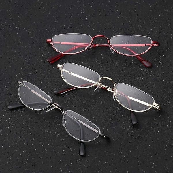 Reading Glasses Spring Hinge Half Moon Semi Rimless Unisex +1.0~+4.0 NEW Gold
