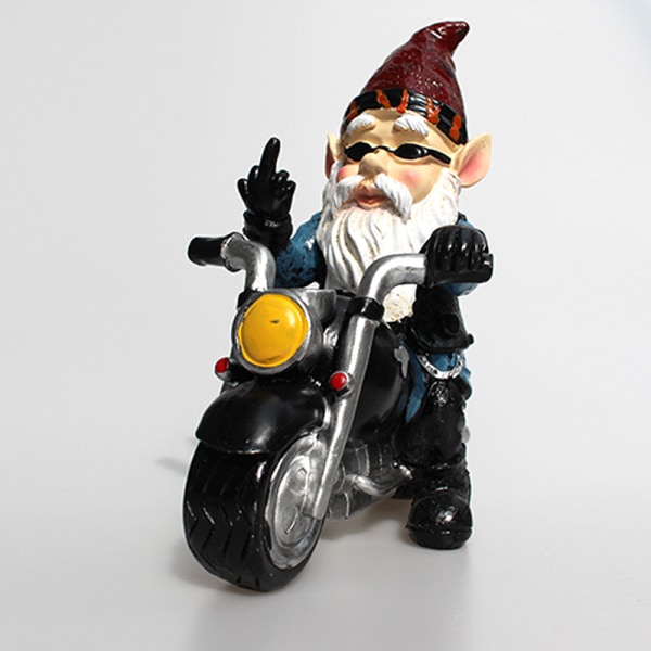 Blå Havegnomer Motorcykel Statuer Prydninger Udendørs Dekoration