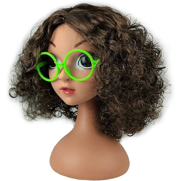 Mirabelle-parykken og brillene for jenter Encanto prinsesse rollespill H