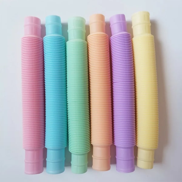 8Pack Stora Pop Tubes Fidget Leksaker Sensoriska Leksaker för Stress Ångest Relief för Barn Vuxna Inlärningsleksaker Småbarn Stretch Tube Macaroon 6pcs 1.9cm