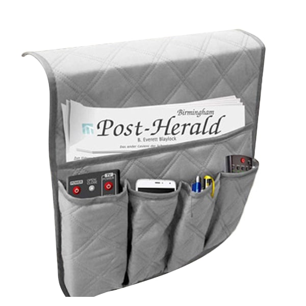 5 Fickor Soffa Armstöd Organizer Mugghållare Bricka Fåtölj Förvaring Grå Grey 35inch/90cm*13inch/34cm