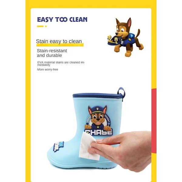 Paw Patrol Chase Skye Anime Tegnede Søde Børns Regnstøvler til Drenge og Piger Vandtætte EVA Gummi Anti-Slip Toddler Børns Regnstøvler Rocky Rocky 15cm
