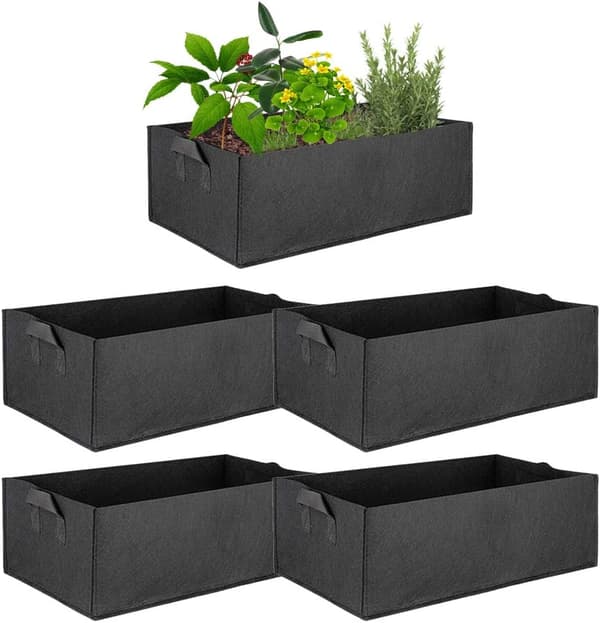 Kraftig tyg upphöjd trädgårdsbädd planteringspåse - 5-pack [ZHE]